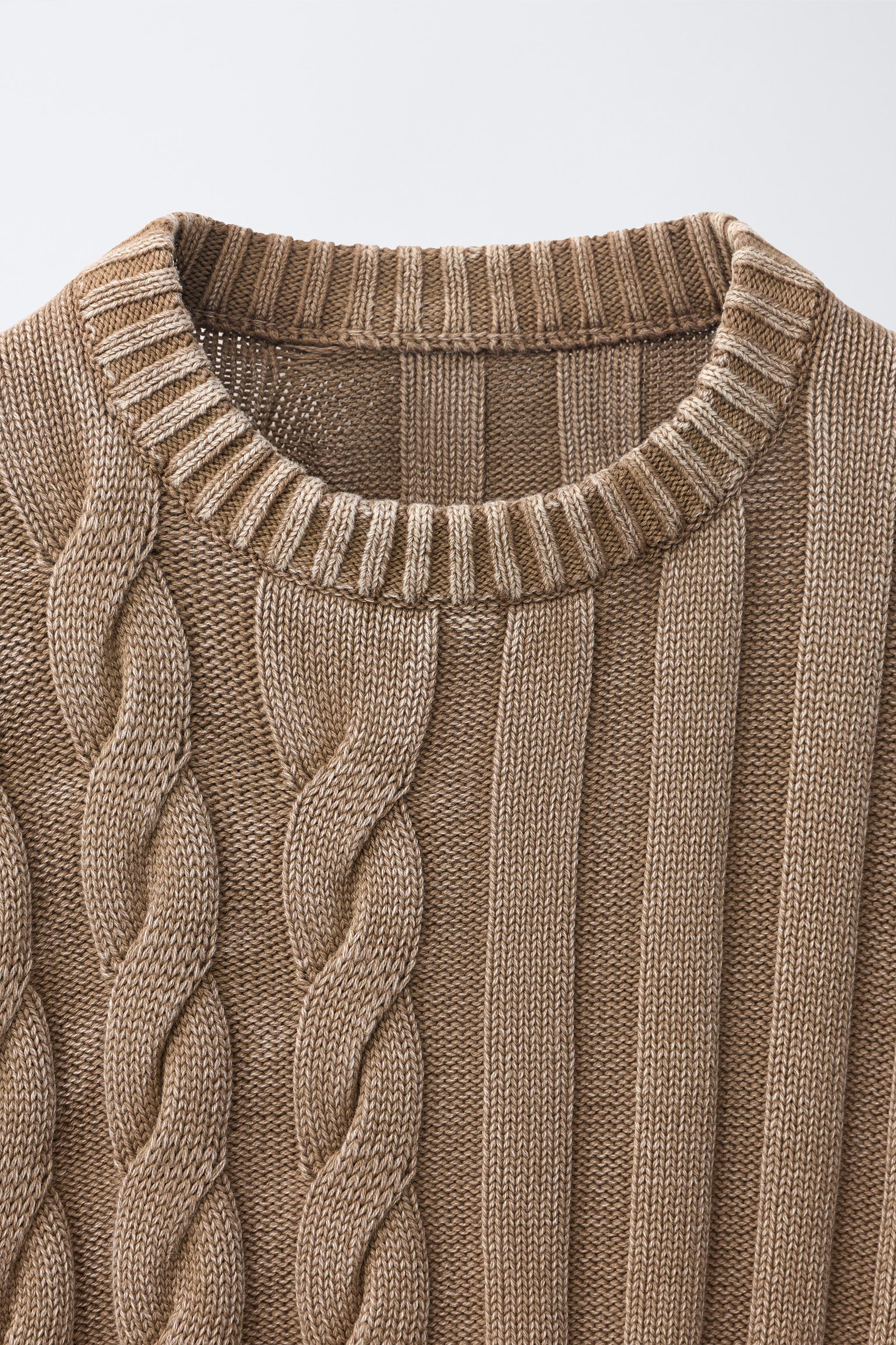 ACID WASH CABLE KNIT JUMPER